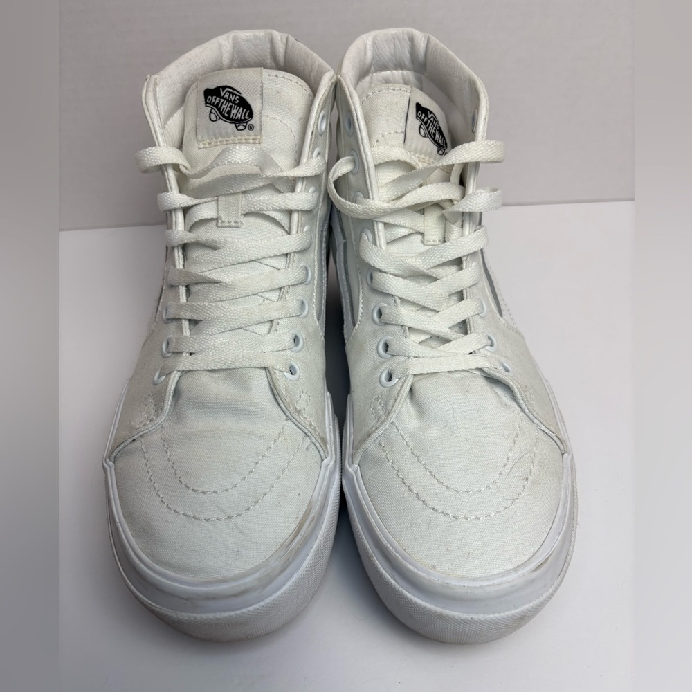 Vans Sk8-Hi Platform White Canvas High Top Sneakers Women’s 9 Men’s 7.5 - Picture 2 of 10
